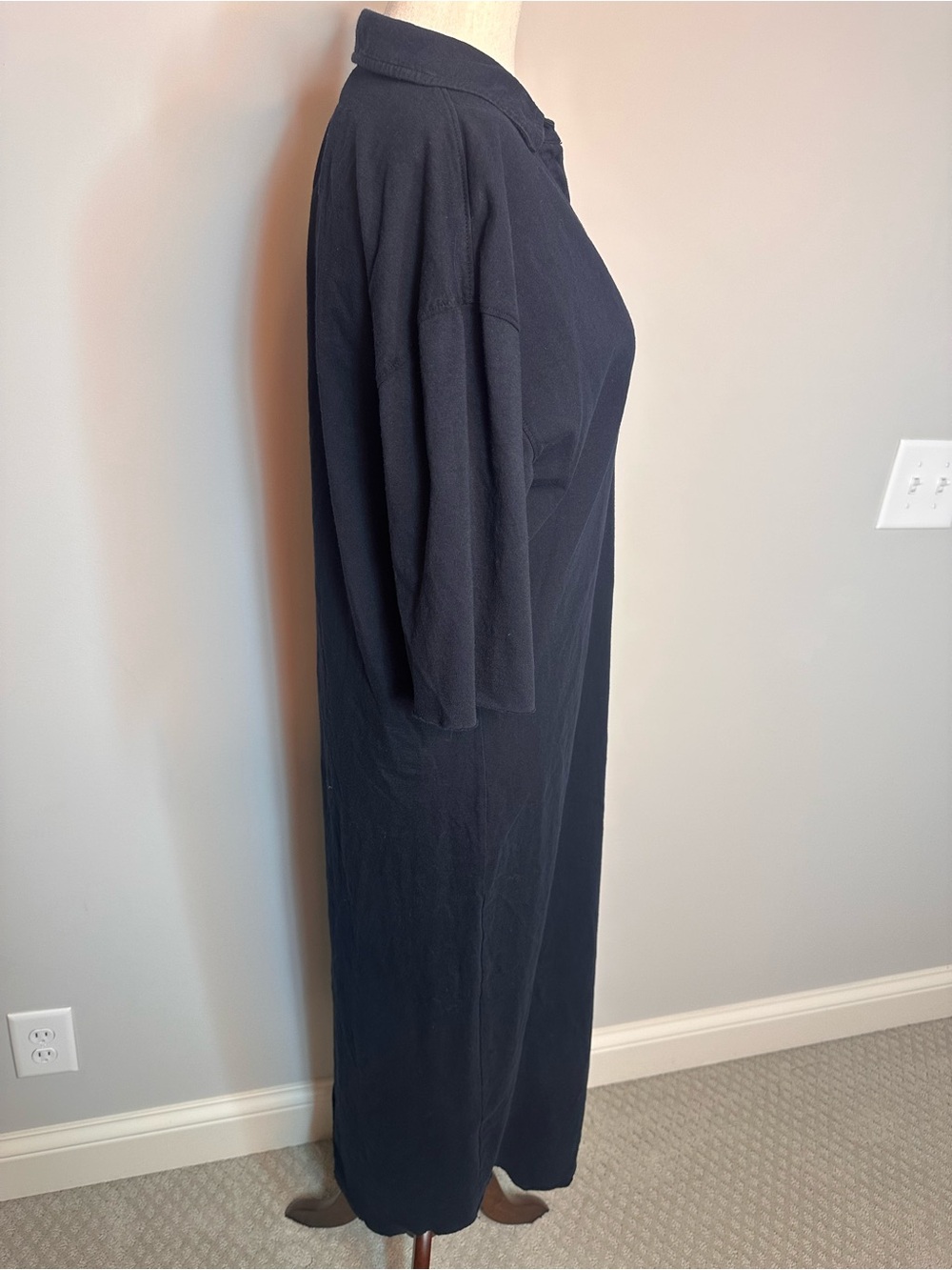 Sz M Frank & Eileen Emma Henley Short Sleeve Maxi Dress black cotton - Picture 6 of 9